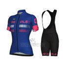 ALE Cycling Jersey Bib Short 2021 Women Short Sleeve Blue Fuchsia