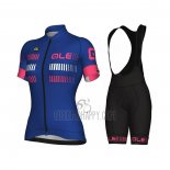 ALE Cycling Jersey Bib Short 2021 Women Short Sleeve Blue Fuchsia