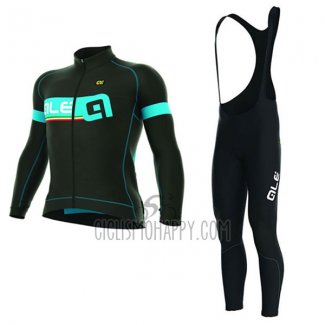ALE Cycling Jersey Bib Tight 2017 Men Long Sleeve Adriatico Light Blue and Black