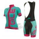 ALE Prr Arcobaleno Cycling Jersey Bib Short 2017 Women Short Sleeve Light Blue and Pink