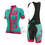 ALE Prr Arcobaleno Cycling Jersey Bib Short 2017 Women Short Sleeve Light Blue and Pink