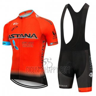 Astana Cycling Jersey Bib Short 2019 Short Sleeve Orange
