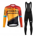 Bahrain Mclaren Cycling Jersey Bib Tight 2020 Long Sleeve Orange Black