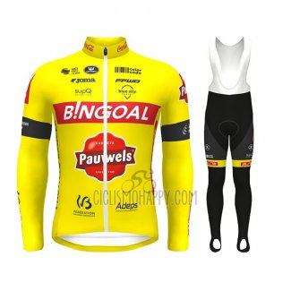 Bingoal WB Cycling Jersey Bib Tight 2022 Men Long Sleeve Yellow