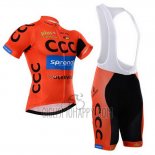 CCC Cycling Jersey Bib Short 2015 Short Sleeve Black and Orange