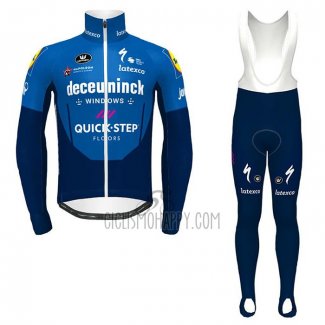 Deceuninck Quick Step Cycling Jersey Bib Tight 2021 Long Sleeve Blue