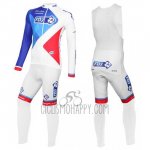 FDJ Cycling Jersey Bib Tight 2016 Long Sleeve White and Blue