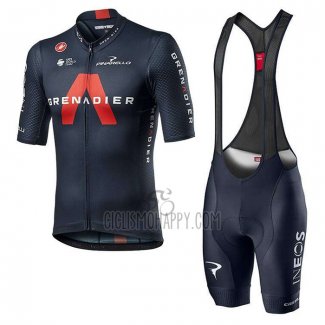 INEOS Grenadiers Cycling Jersey Bib Short 2020 Short Sleeve Red Deep Blue(1)
