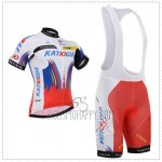 Katusha Cycling Jersey Bib Short 2018 Short Sleeve White Blue Red