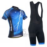 Monton Cycling Jersey Bib Short 2014 Men Short Sleeve Black and Blue