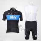 Sky Cycling Jersey Bib Short 2012 Short Sleeve Black and Blue
