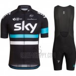 Sky Cycling Jersey Bib Short 2016 Short Sleeve Blue and Black