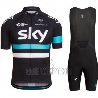 Sky Cycling Jersey Bib Short 2016 Short Sleeve Blue and Black