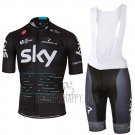Sky Cycling Jersey Bib Short 2017 Short Sleeve Black