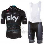 Sky Cycling Jersey Bib Short 2017 Short Sleeve Black