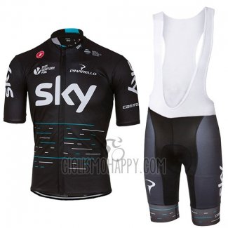 Sky Cycling Jersey Bib Short 2017 Short Sleeve Black