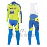 Tinkoff Saxo Bank Cycling Jersey Bib Tight 2016 Long Sleeve Yellow and Blue