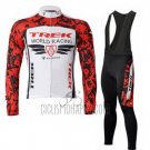 Trek Cycling Jersey Bib Tight 2011 Long Sleeve Red and White