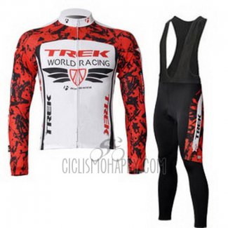Trek Cycling Jersey Bib Tight 2011 Long Sleeve Red and White