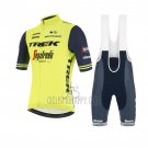 Trek Segafredo Cycling Jersey Bib Short 2021 Short Sleeve Yellow Deep Blue