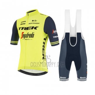 Trek Segafredo Cycling Jersey Bib Short 2021 Short Sleeve Yellow Deep Blue