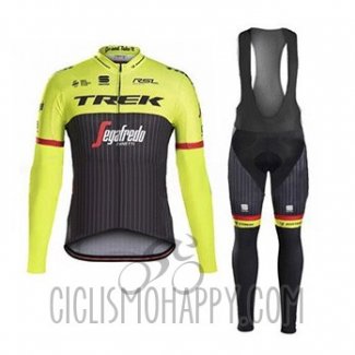 Trek Segafredo Cycling Jersey Bib Tight 2017 Long Sleeve Green and Black