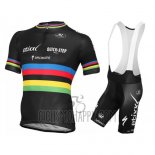 UCI Mondo Campione Lider Cycling Jersey Bib Short 2016 Men Short Sleeve Quick Step Black