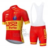 W53-fc Porto Cycling Jersey Bib Short 2020 Men Short Sleeve Red Yellow
