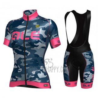 ALE Cycling Jersey Bib Short 2017 Women Short Sleeve Camouflage Blue