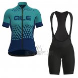ALE Cycling Jersey Bib Short 2021 Women Short Sleeve Dark Blue Green