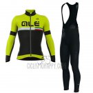 ALE Graphics Prr Tirreno Cycling Jersey Bib Tight 2017 Men Long Sleeve Black and Yellow
