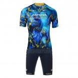 Astana Qazaqstan Team Cycling Jersey Bib Short 2023 Short Sleeve Blue