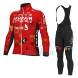 Bahrain Victorious Cycling Jersey Bib Tight 2022 Long Sleeve Red
