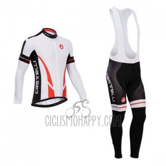 Castelli Cycling Jersey Bib Tight 2014 Men Long Sleeve White and Black