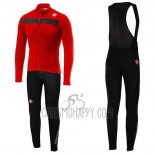 Castelli Puro 3 Cycling Jersey Bib Tight 2019 Men Long Sleeve Red Black