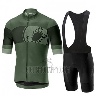 Castelli Ruota Cycling Jersey Bib Short 2019 Men Short Sleeve Black Green