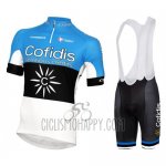 Cofidis Cycling Jersey Bib Short 2016 Short Sleeve Sky Blue and Black