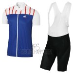Coq Sportif Tour de France Cycling Jersey Bib Short 2017 Men Short Sleeve Blue and White