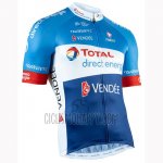 Direct Energie Cycling Jersey Bib Short 2019 Men Short Sleeve Blue White