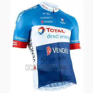 Direct Energie Cycling Jersey Bib Short 2019 Men Short Sleeve Blue White