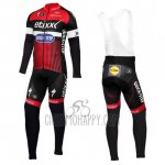 Etixx Quick Step Cycling Jersey Bib Tight 2016 Long Sleeve Red and Black