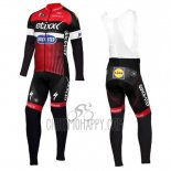 Etixx Quick Step Cycling Jersey Bib Tight 2016 Long Sleeve Red and Black