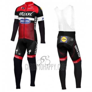Etixx Quick Step Cycling Jersey Bib Tight 2016 Long Sleeve Red and Black