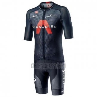 INEOS Grenadiers Cycling Jersey Bib Short 2021 Short Sleeve Dark Blue
