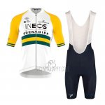INEOS Grenadiers Cycling Jersey Bib Short 2023 Short Sleeve White Yellow