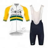 INEOS Grenadiers Cycling Jersey Bib Short 2023 Short Sleeve White Yellow