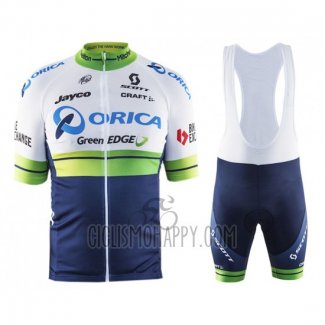 Orica GreenEDGE Cycling Jersey Bib Short 2016 Short Sleeve White and Blue