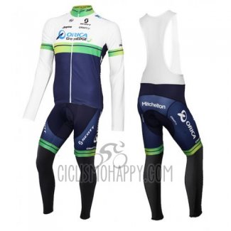 Orica GreenEDGE Cycling Jersey Bib Tight 2016 Long Sleeve White and Blue
