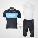Sky Cycling Jersey Bib Short 2011 Short Sleeve Black and Blue