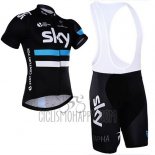 Sky Cycling Jersey Bib Short 2016 Short Sleeve Black